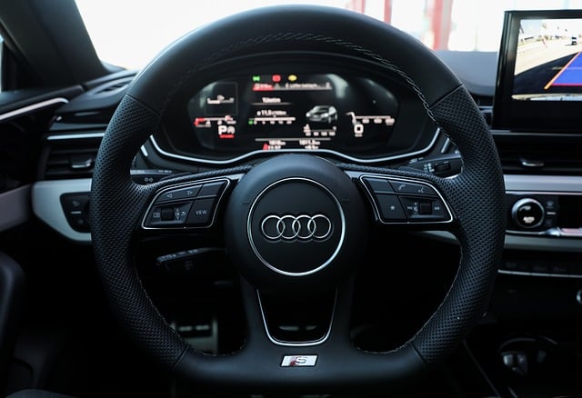 Audi steering wheel and dashboard