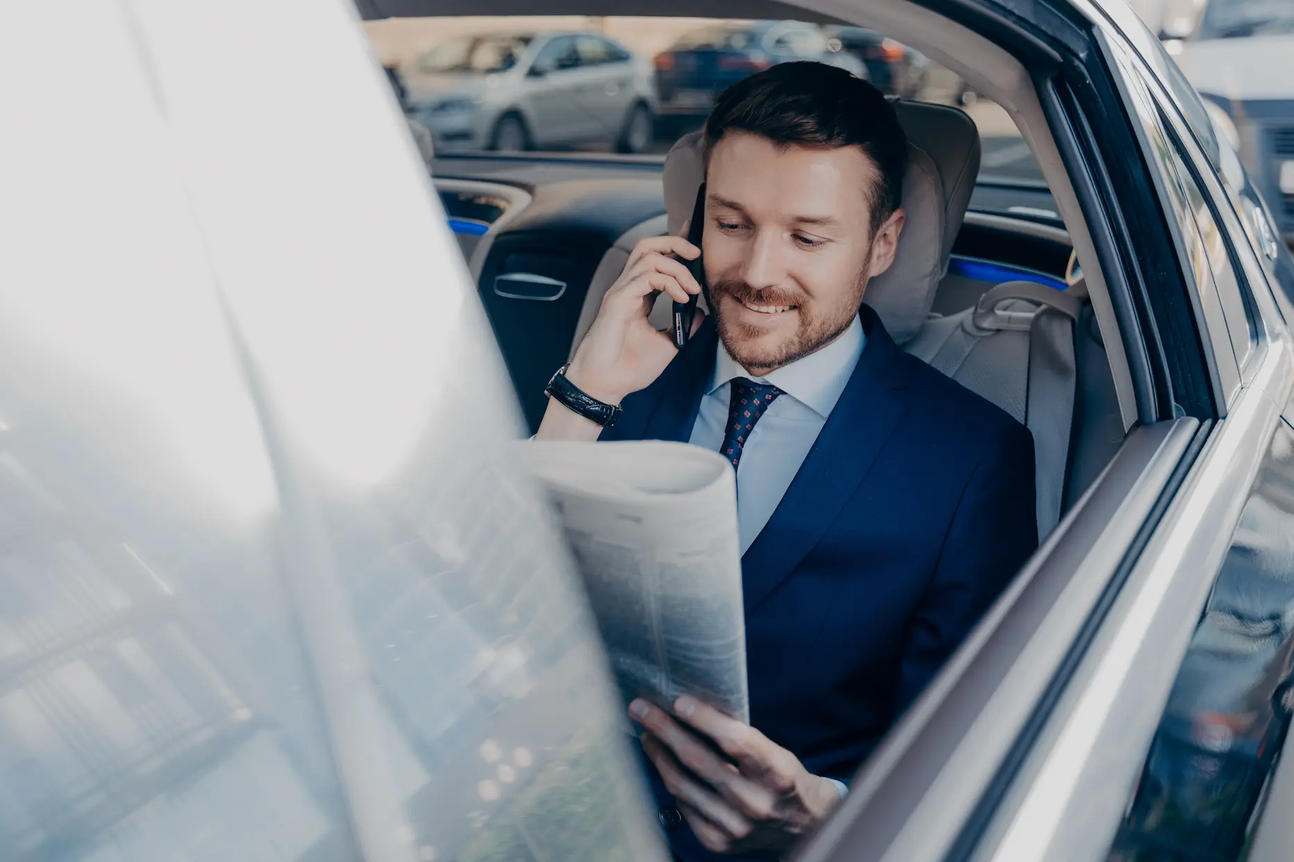 Executive manager travelling in formal wear